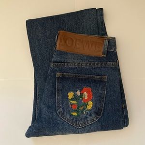 LOEWE Flower Embroidery Straight Leg Jeans Size US 0 FR 34